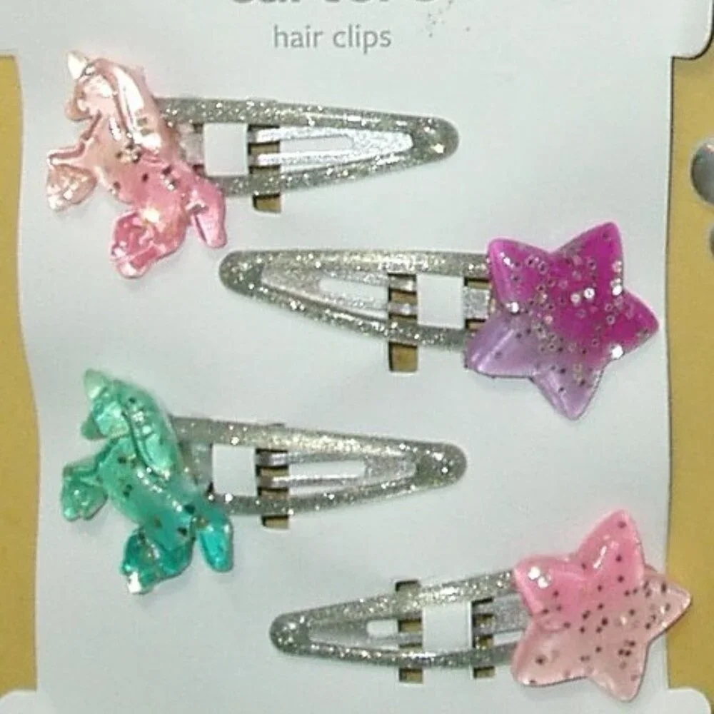 Girls Hair Clips Unicorns Butterfly Stars Clippies Hairclip Age 3 up 12 pc Lot 2